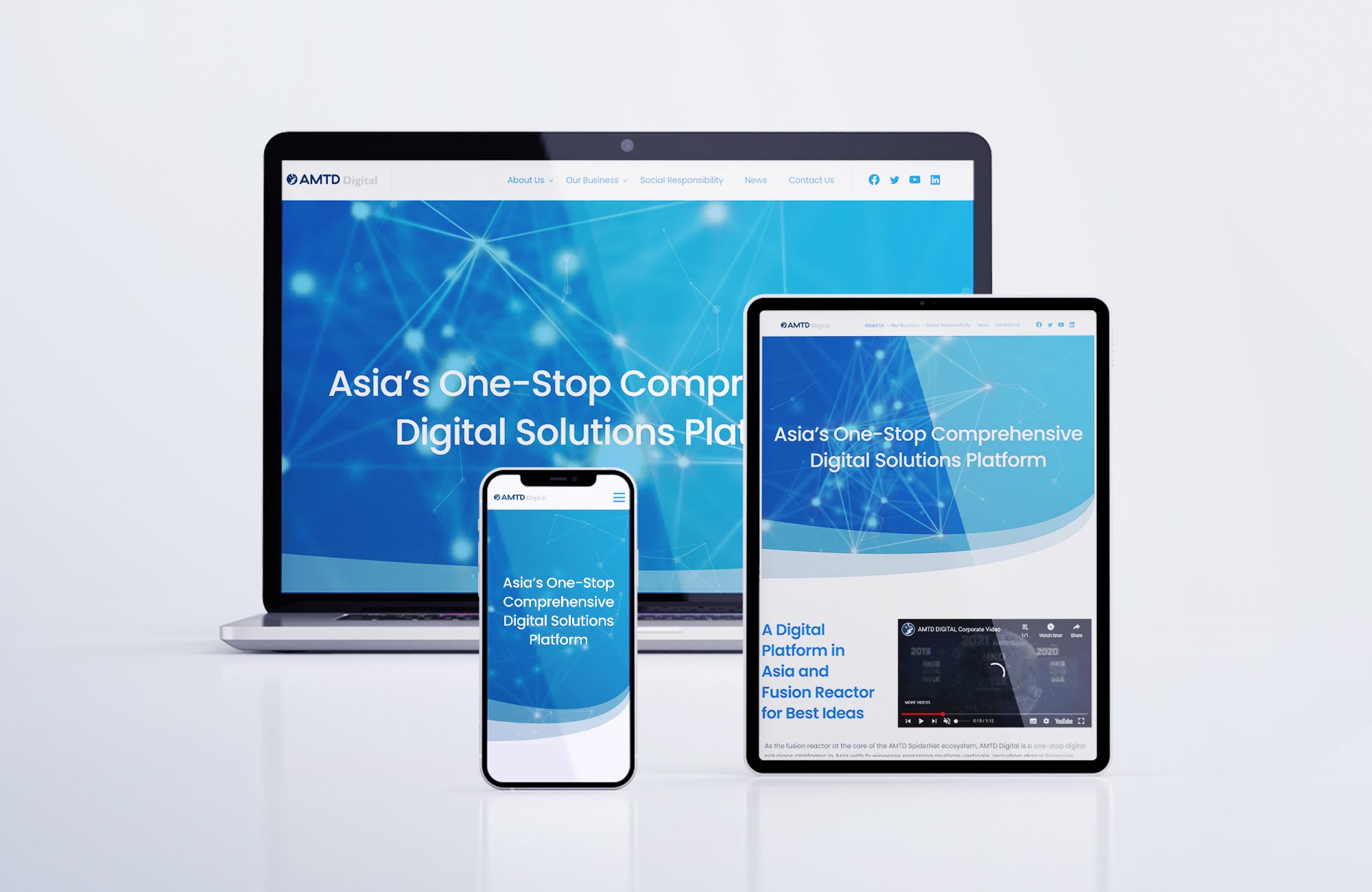 AMTD International website shown on various responsive devices