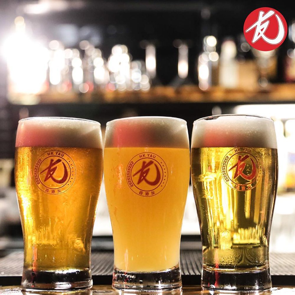Photo of three pints of fresh draft beer is used as HK YAU social media post
