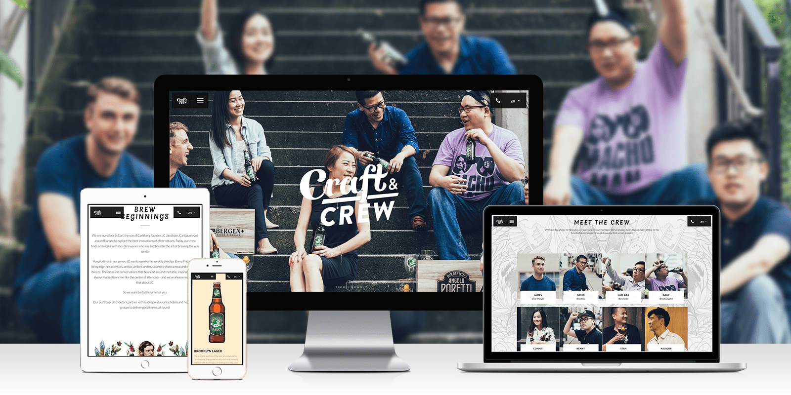 Craft & Crew website on various responsive devices