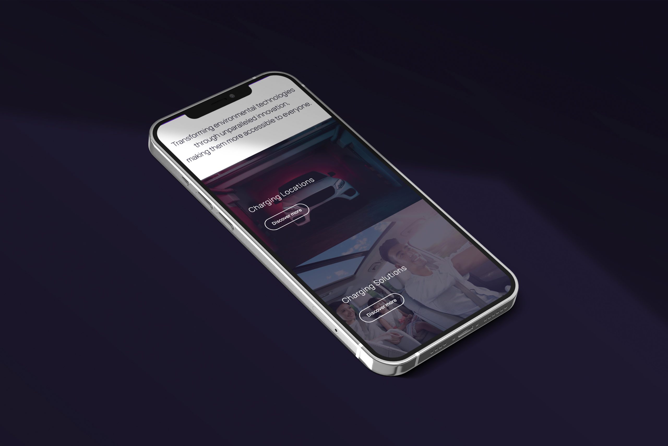 Cornerstone Technologies website on iphone screen with dark purple background