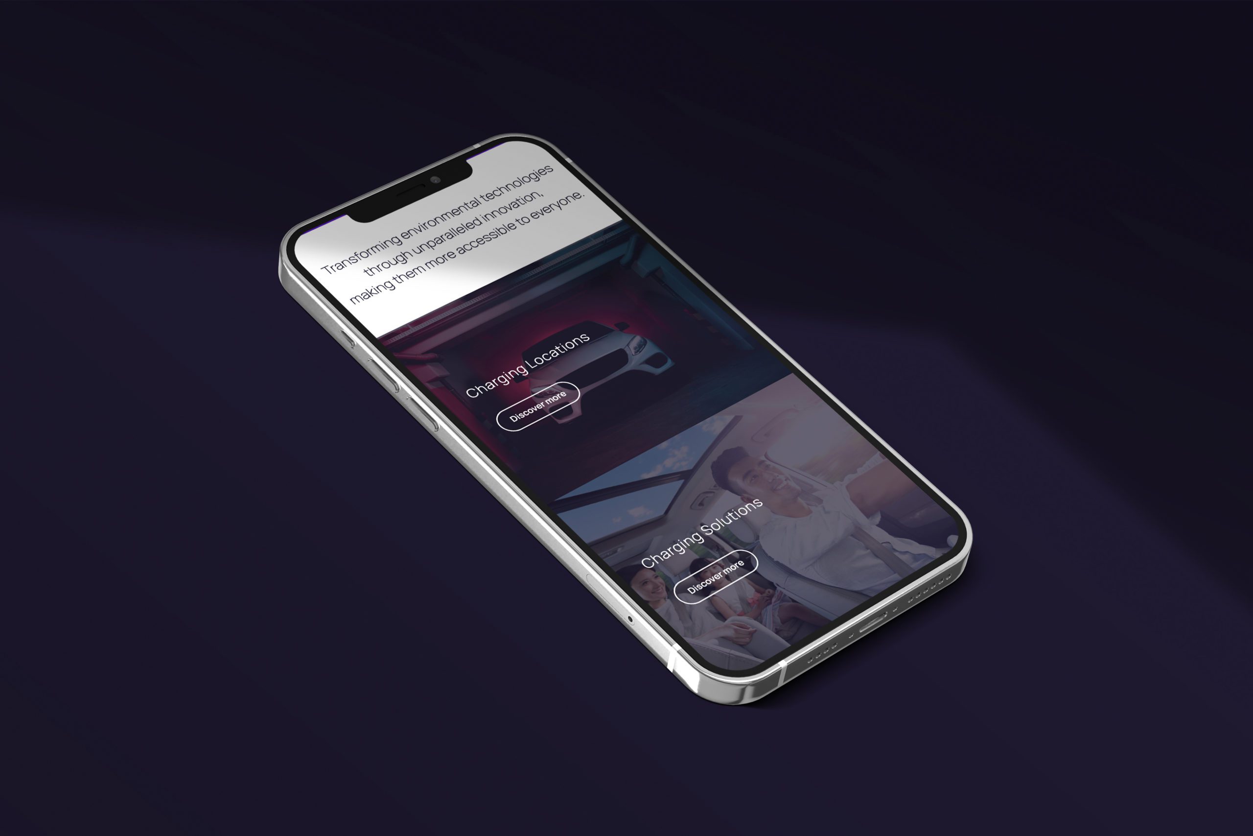 Phone 6 scaled Cornerstone Technologies website on iphone screen with dark purple background