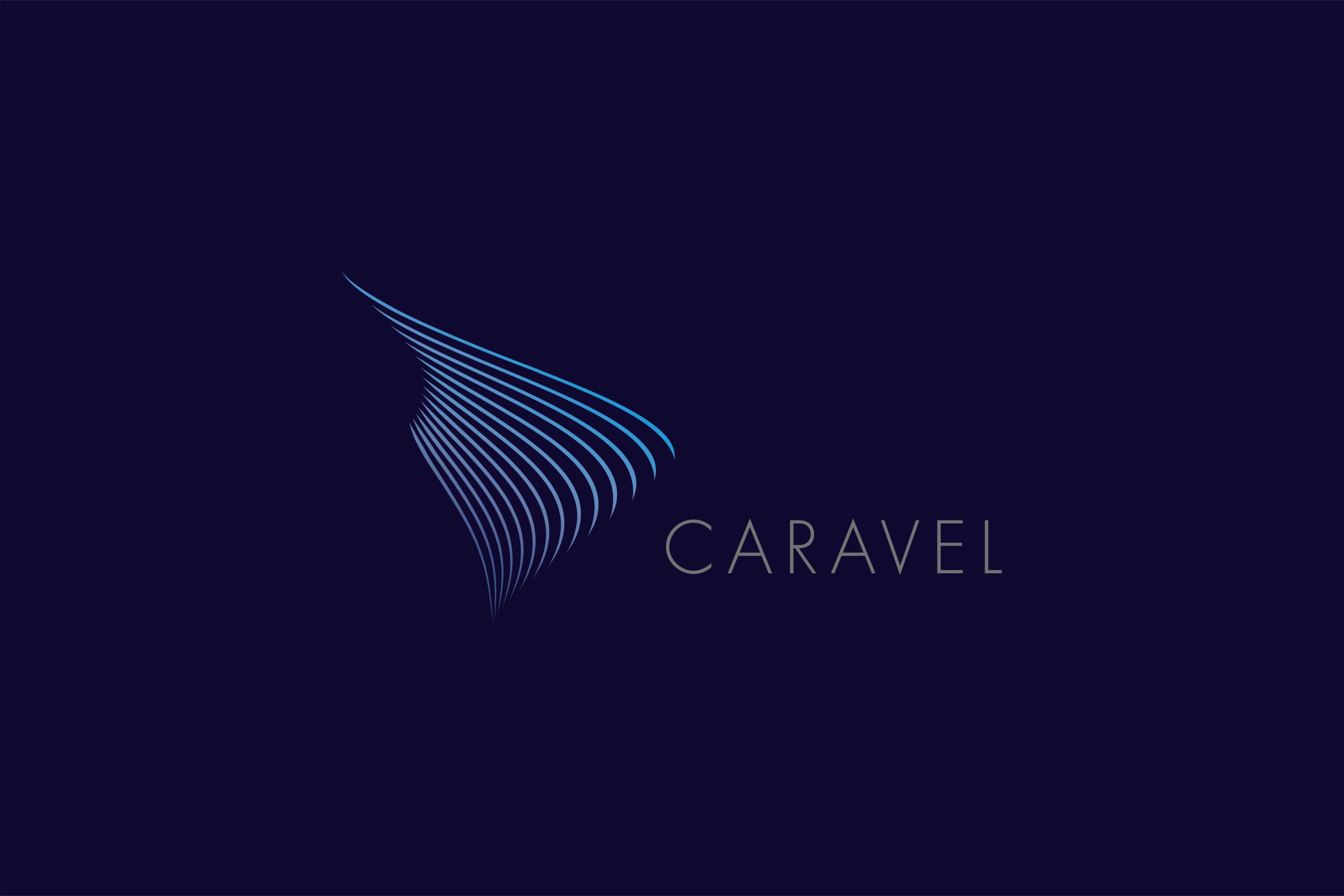 Caravel full logo on dark blue