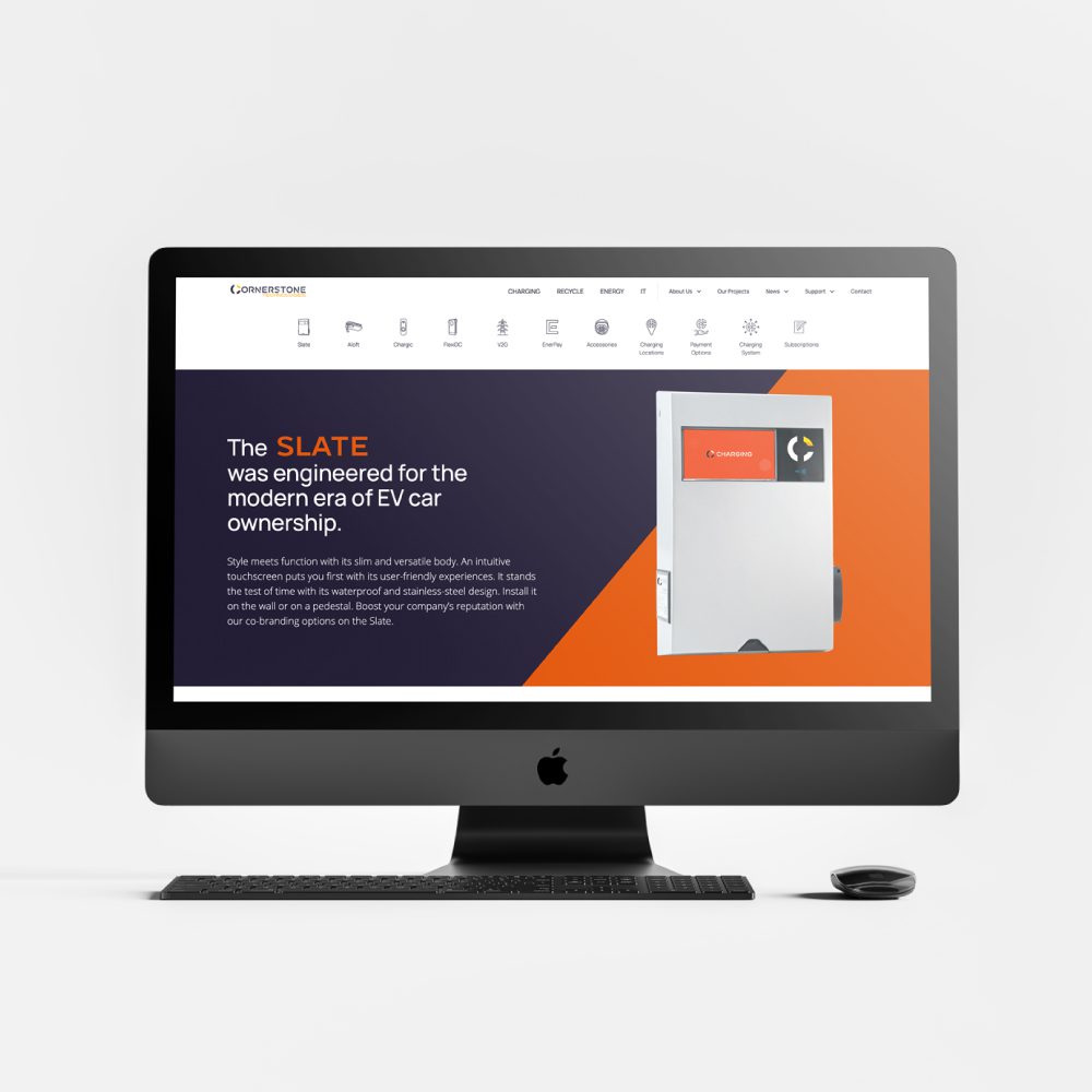 Cornerstone Technologies website on desktop screen with white background
