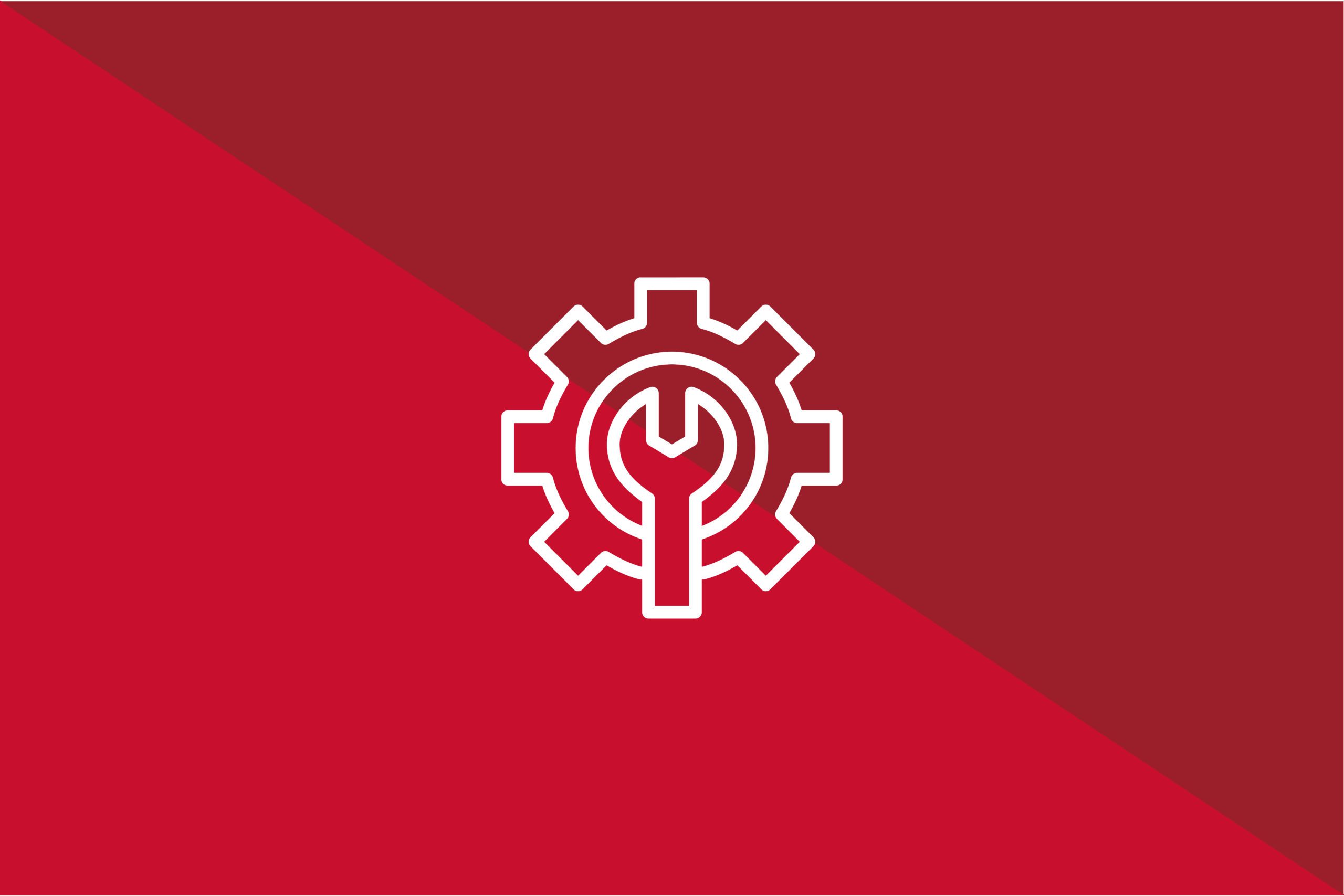 White support and maintenance icon on a red background representing the web design services at ipulse creative agency Hong Kong