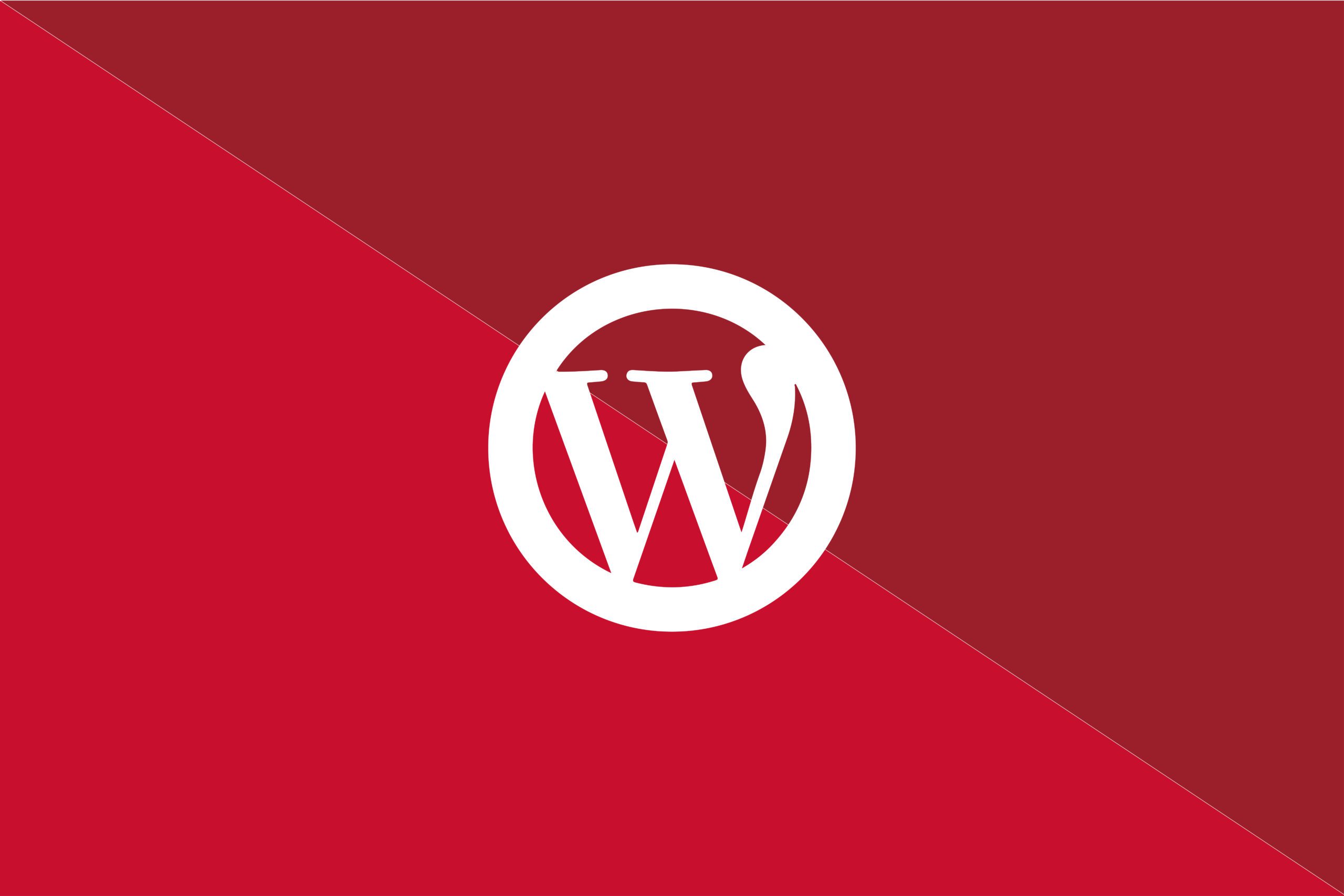 White WordPress logo on a red background representing the web design services at ipulse creative agency Hong Kong
