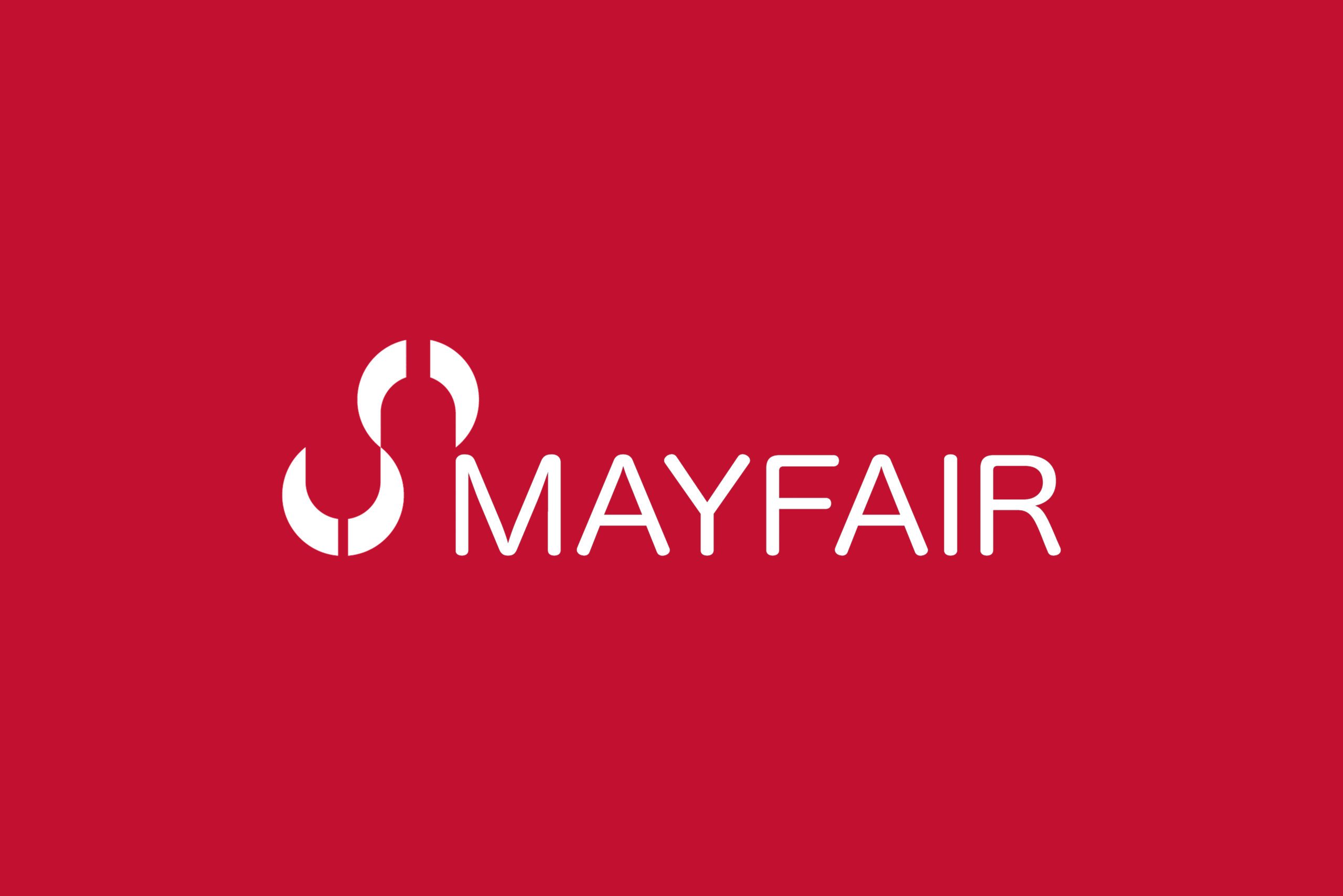 Mayfair white logo on red