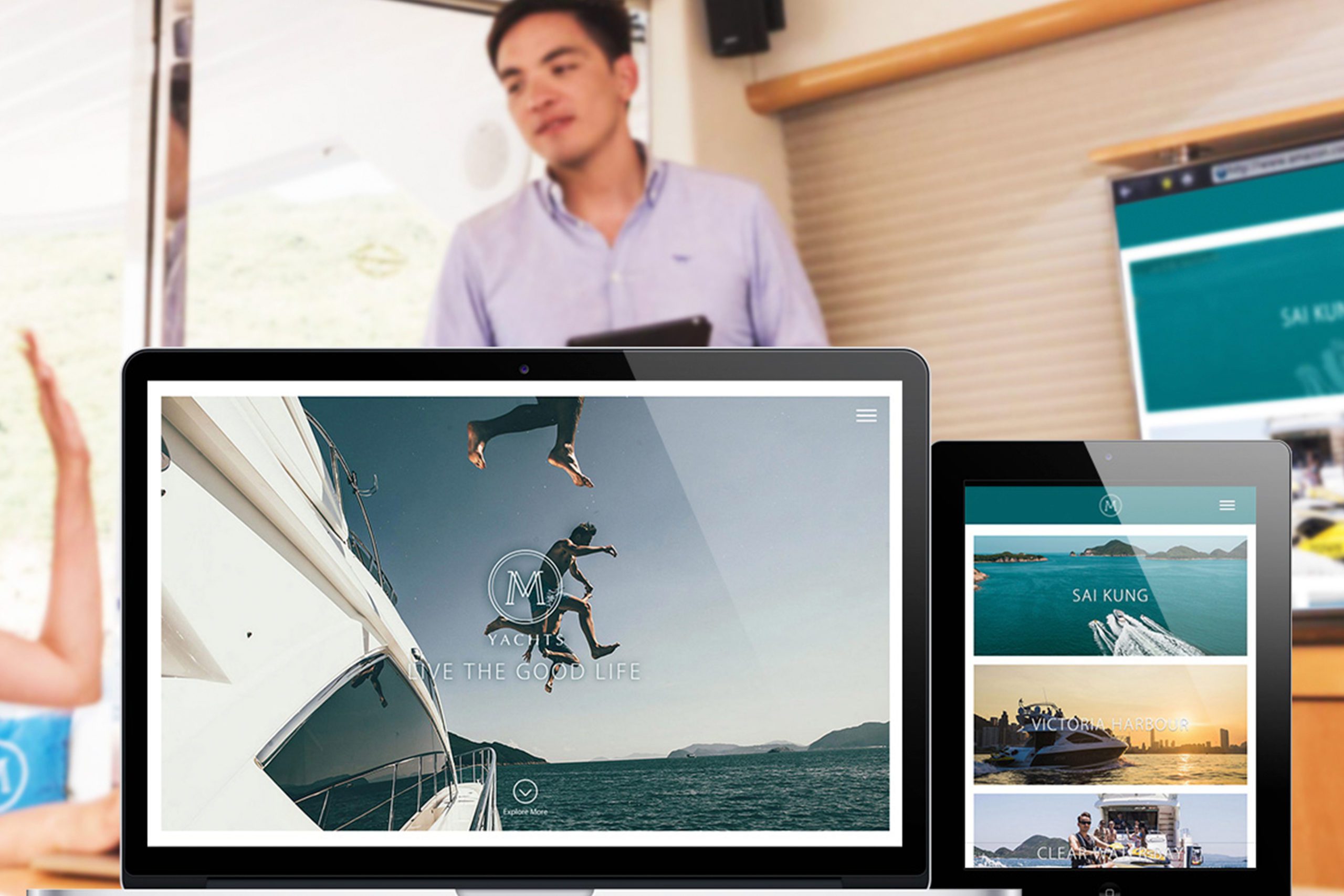 M Yachts Branding Website On Laptop and Tablet