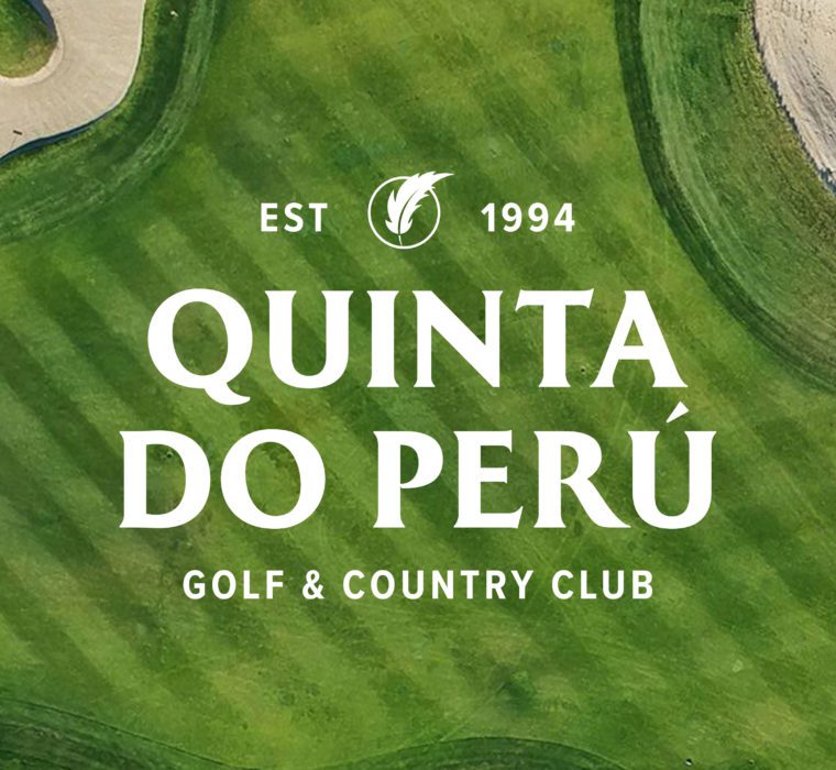 QDP Quinta Do Peru Golf & Country Club white logo on green golf course