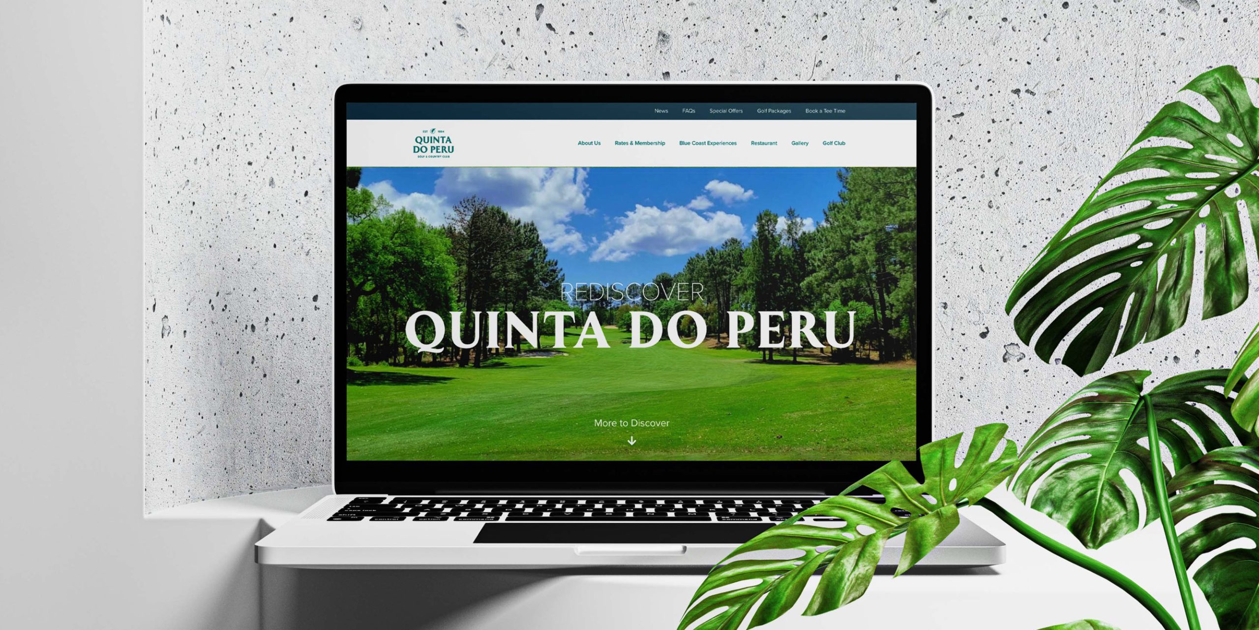 QDP Quinta Do Peru Golf & Country Club home page shown on a laptop